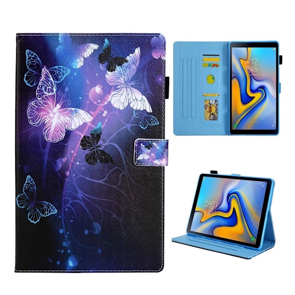 Samsung Galaxy Tab S5e mønstret og flervinklet lædercover - lilla sommerfugle Purple