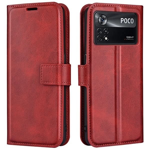 Xiaomi Poco X4 Pro 5G nahkainen lompakokkotelo - Punainen Red