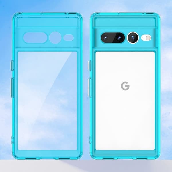 Google Pixel 7 Pro älykäs akryylikansi - Läpinäkyvä Sininen Blue