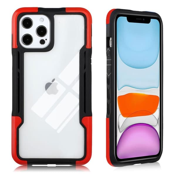 Stötsäkert skyddsfodral för iPhone 12 Pro Max - Svart / Röd Svart