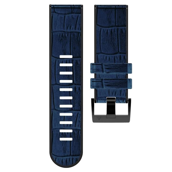 26 mm klockarmband i läder med krokodilstruktur för Garmin-klocka - Midnattsblå Blå
