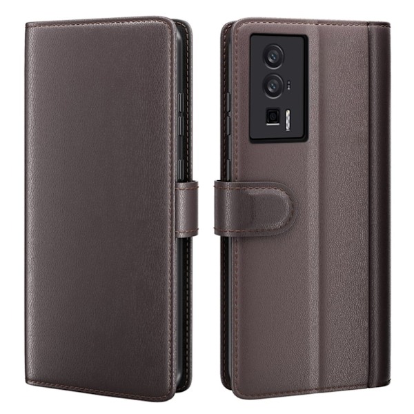 Äkta läder Xiaomi Redmi K60 / Xiaomi Redmi K60 Pro fodral med korthållare Brun