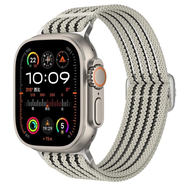 Pustende nylonrem Apple Watch Series 41mm - 40mm - 38mm håndleddsrem - Stjernelys White