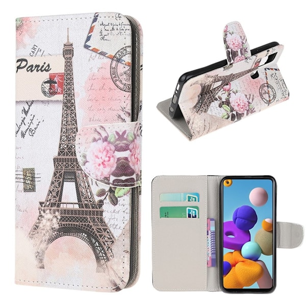 Wonderland Samsung Galaxy A21s Etui - Eiffel Tårnet Multicolor