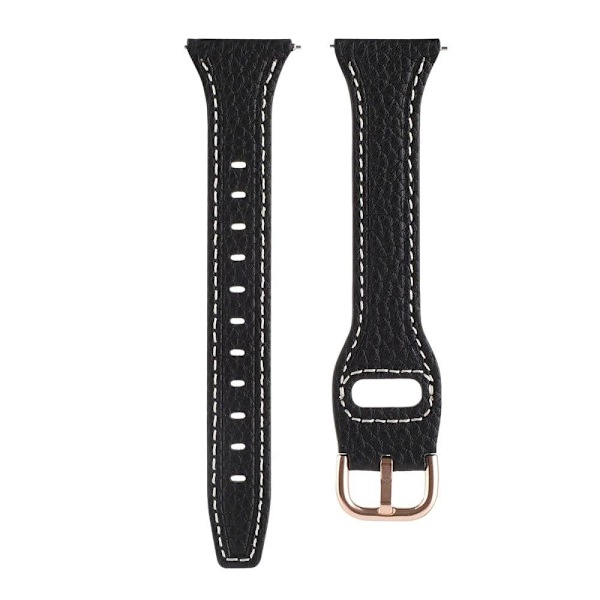 20 mm Universal klockarmband i äkta läder med litchitextur - Svart Svart