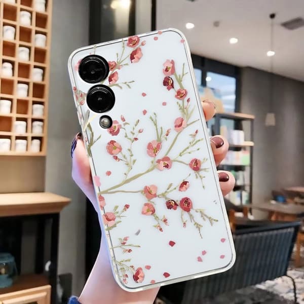 Samsung Galaxy S25 Edge-etui Mykt, fleksibelt bakdeksel med mønsterutskrift - Blomst Pink