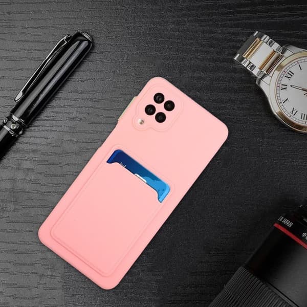 Card Holder Deksel til Samsung Galaxy A12 5G - Rosa Pink