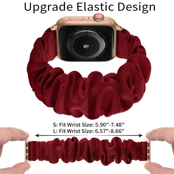 Apple Watch Series 6 / 5 40mm elastic hair band style watch strap - Rose Gold Connector / Wine Red / Size: L Röd