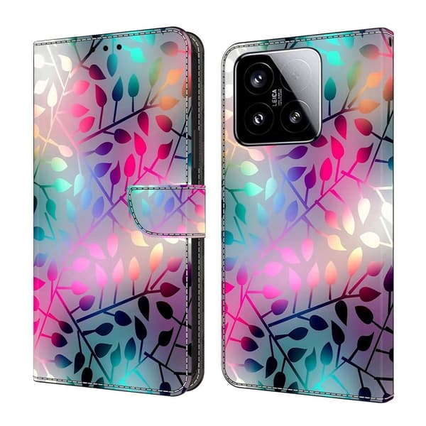 Xiaomi 15 Case Magnetisk Clasp 3D Pattern Leather Wallet Phone Cover - Ahornblad Multicolor