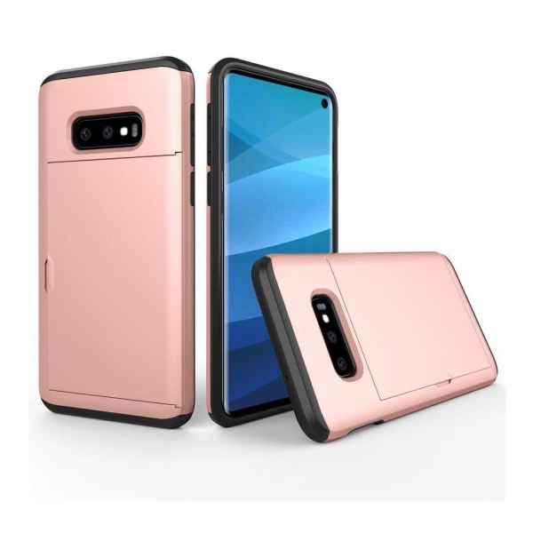 Samsung Galaxy S10e Korthållare hybrid fodral - Rosguld Rosa