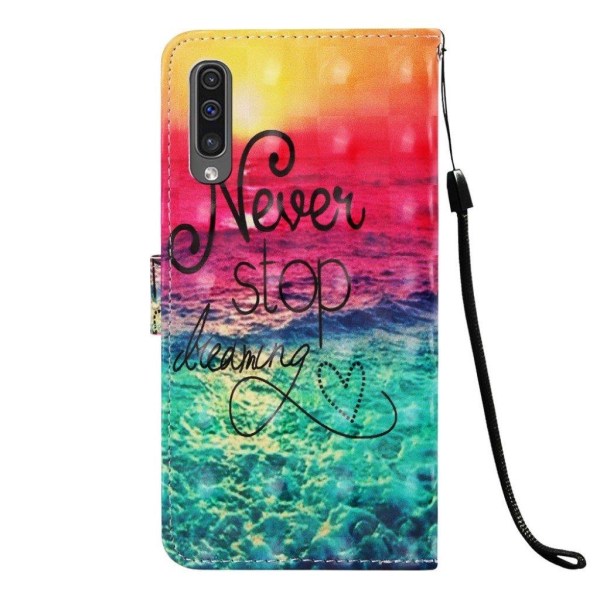 Samsung Galaxy A50 Läderfodral med Mönster - Never Stop Dreaming multifärg