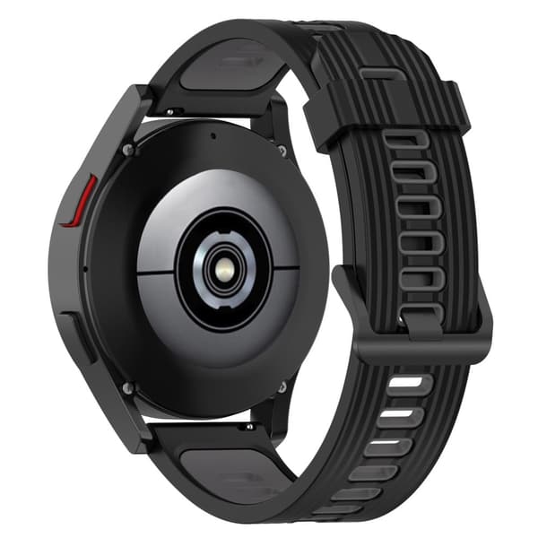 20mm Universal kaksivärinen silikoni ranneke - Musta / Tummanharmaa Black