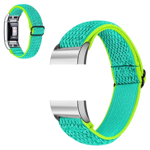 Fitbit Charge 2 elastiskt klockarmband i nylon - Gul / Grön Grön