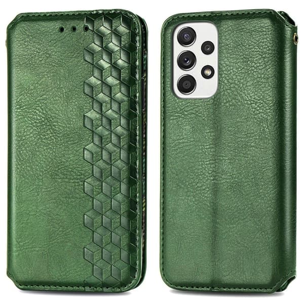 Läder Samsung Galaxy A53 5G fodral med romb-design - Grön Grön