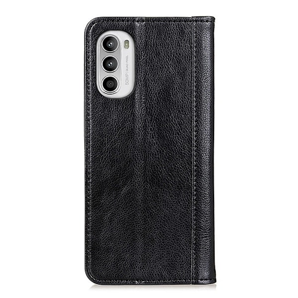 Äkta läder Motorola Moto G52 fodral med magnetisk stängning Svart