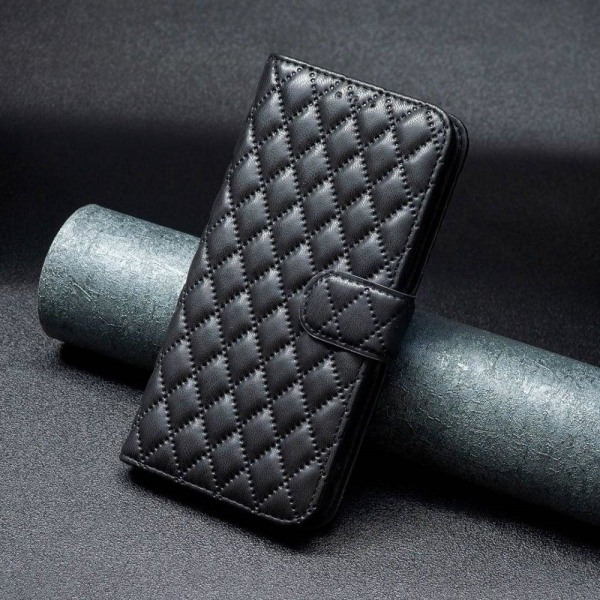 Rhombus mat Samsung Galaxy A54 flip etui - Sort Black