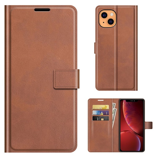 Lompakko Nahkakotelo For iPhone 13 - Ruskea Brown