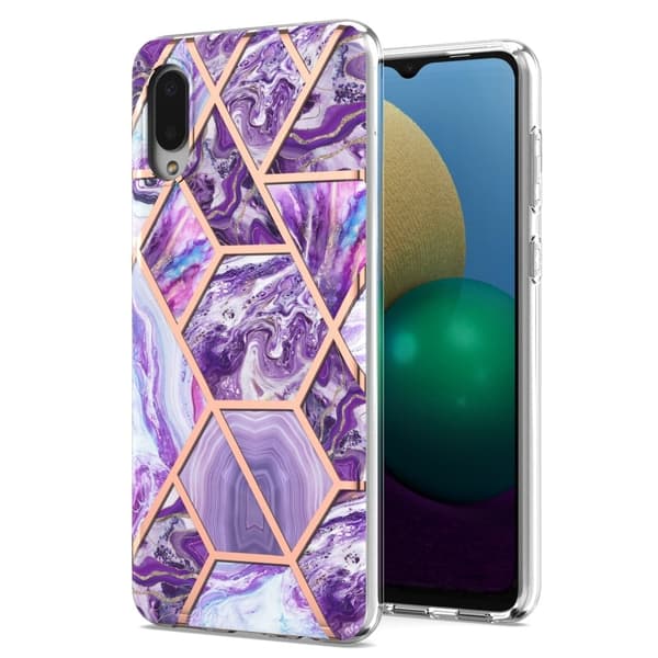 Marble Samsung Galaxy M02 / A02 Etui - Mørkelilla Purple