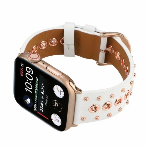 Apple Watch Series 6 / 5 44mm rivet punk ægte læder rem - hvid White