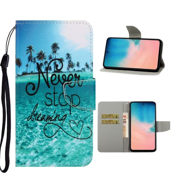 Wonderland Samsung Galaxy S20 flip etui - Never Stop Dreaming Blue