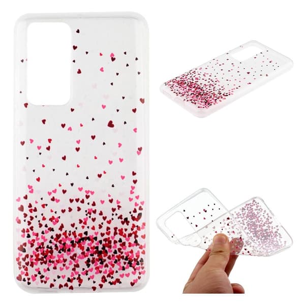 Deco Huawei P40 Pro cover - Farverige Hjerter Red