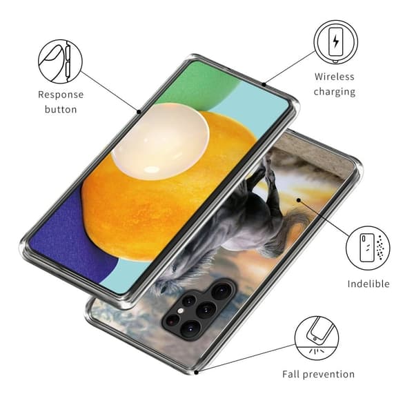Deco Samsung Galaxy S23 Ultra deksel - Løpende Hest Silver grey