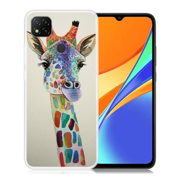Deco Xiaomi Redmi 9C Suojakotelo - Värikäs Giraffe Multicolor