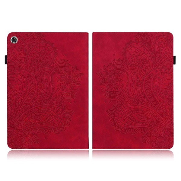 Lenovo Tab M10 FHD Plus flower imprint leather case - Red Röd