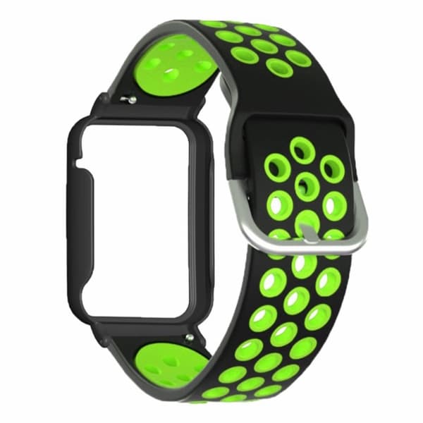 Xiaomi Smart Band 8 Pro Silicone Watch Bands Replacement Strap med Watch Case - Sort + Grøn Green