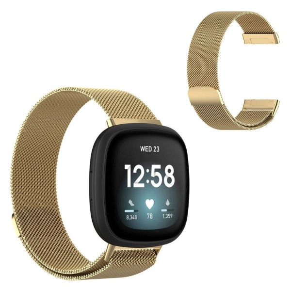 Fitbit Versa 3 rostfritt stål klockarmband - Earth guld / Storlek: S Guld