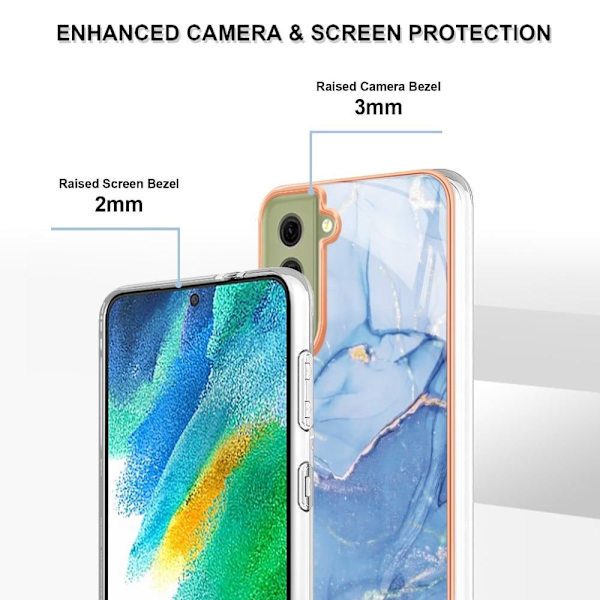 Marble Samsung Galaxy S21 FE Suojakotelo - Sininen Blue