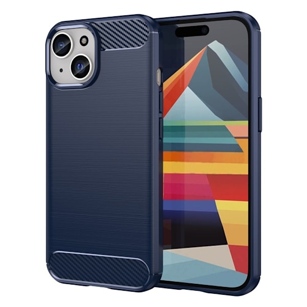 Carbon Flex Suojakotelo iPhone 15 Plus - Sininen Blue