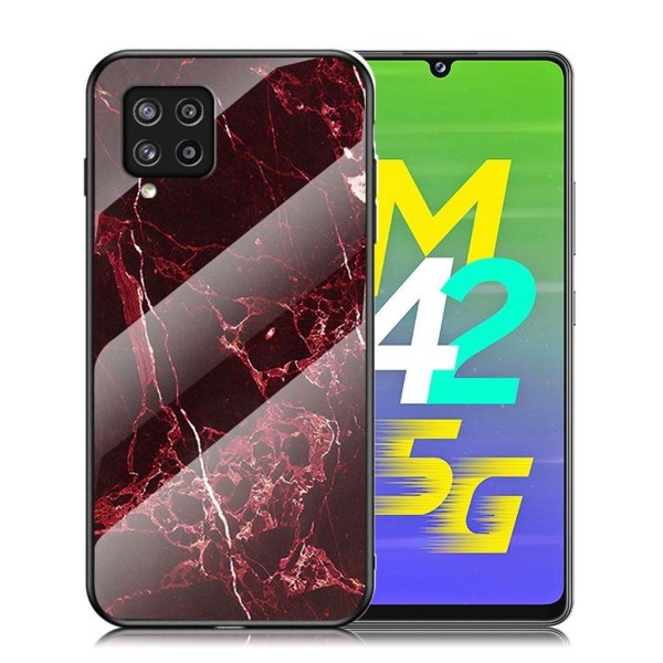 Fantasy Marble Samsung Galaxy M42 5G Suojakuori - Blood Punainen Marble Red