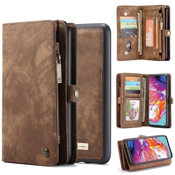 CaseMe Samsung Galaxy A70 Zipper Wallet Etui - Brun Brown