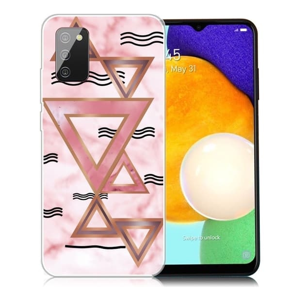 Marble Samsung Galaxy A03s Suojakotelo - Rose Colored Triangles Pink