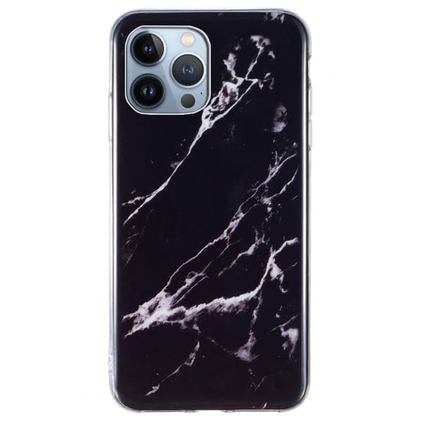Marmormotiv iPhone 15 Pro skal - Svart Svart