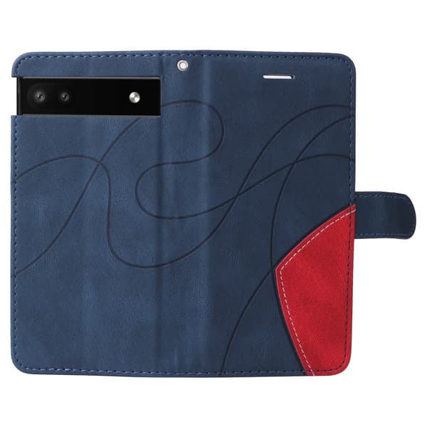 Texturerat läder Google Pixel 6a fodral med handledsband - Blå Blå
