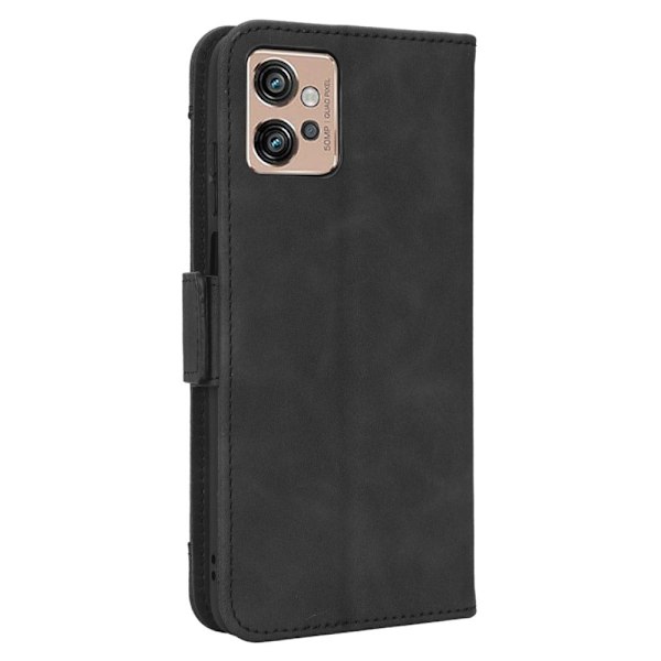 Stilfuldt Læder Etui med Pung til Motorola Moto G32 - Sort Black