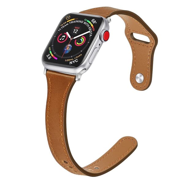 Apple Watch Series 5 44mm ægte læder Urrem - Brun Brown