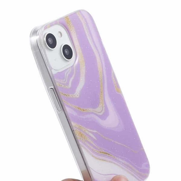 Marble design iPhone 15 Plus kotelot - Violetti Purple