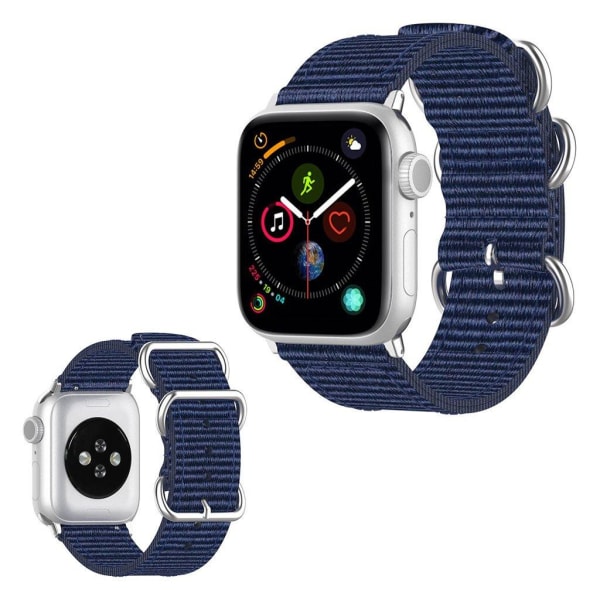 Apple Watch Series 5 44mm stripe mönster nylon klockarmband - mörkblå Blå