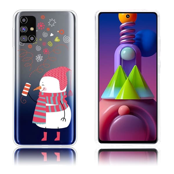 Juletaske til Samsung Galaxy M51 - Snemand Med Halstørklæde White