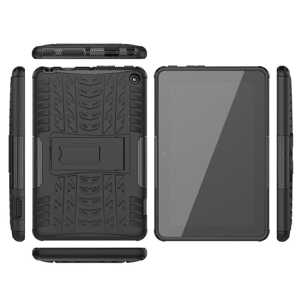 Däckmönstrat kickstand-fodral för Amazon Fire 7 (2022) - Svart Svart