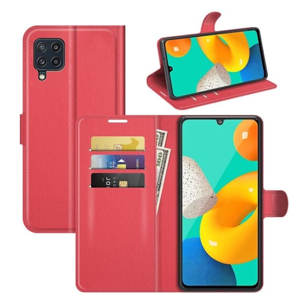 Classic Samsung Galaxy M32 Läppäkotelo - Punainen Red