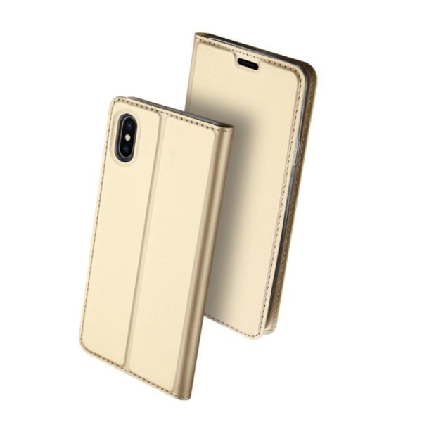 DUX DUCIS iPhone 9 Plus mobilfodral syntetläder silikon korthållare stående - Guld Guld