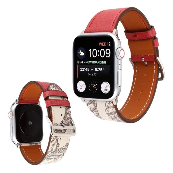 Apple Watch Series 5 40mm mönstrat klockarmband i äkta läder - Röd Röd