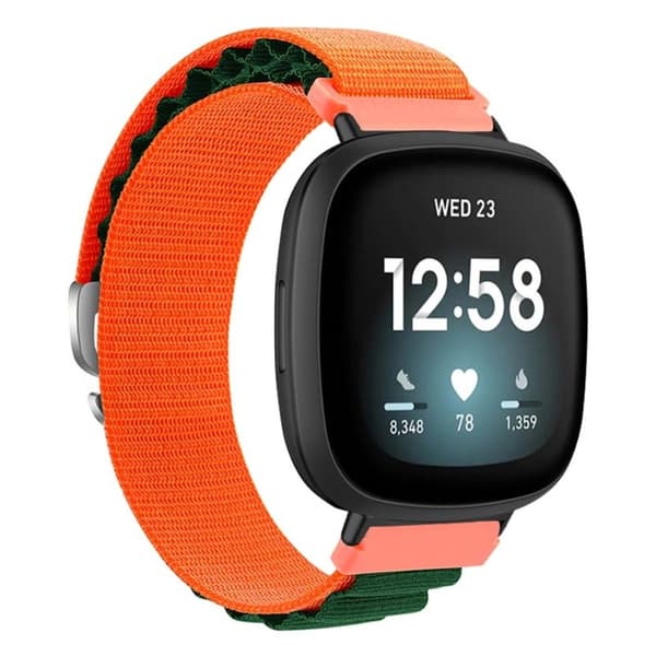 Fitbit Versa 4 / Versa 3 / Sense 2 / Sense Klockarmband Nylon Justerbart handledsband - Orange + Grön Orange