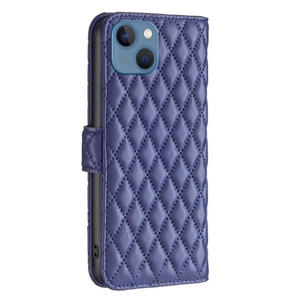 Rombemønster, matt flip-deksel for iPhone 13 - Blå Blue