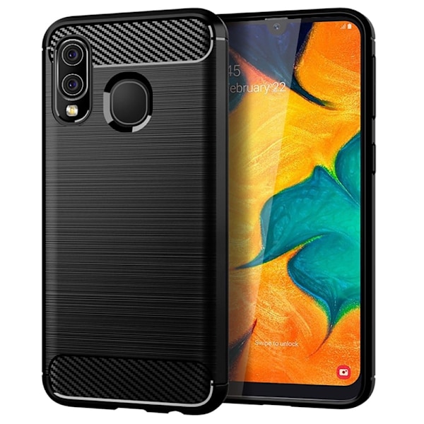Carbon Flex Suojakotelo Samsung Galaxy A40 - Musta Black