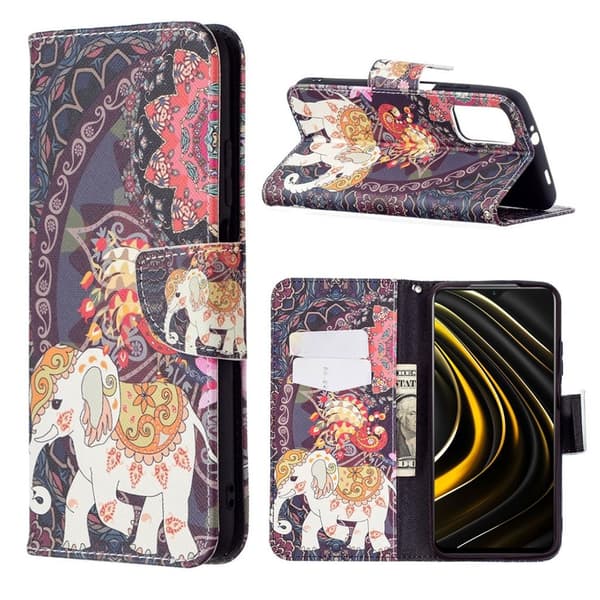 Wonderland Xiaomi Poco M3 Flippetui - Mandala og Elefant Multicolor